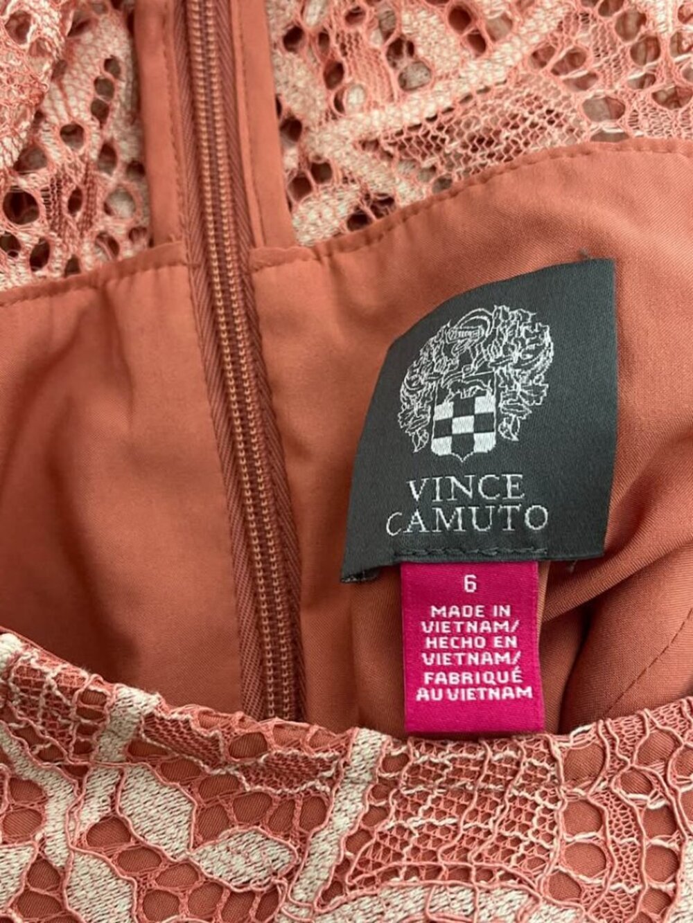 Vince Camuto Lace Mini Peach Party Dress | Coquette Party Wedding Guest [size 6] - Picture 10 of 10